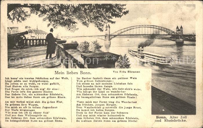 Bonn Rhein Alter Zoll und Rheinbruecke Gedicht