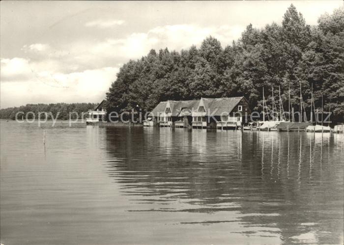 Wusterhausen Dosse Bootshaeuser am Klepowsee
