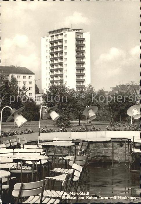Karl-Marx-Stadt CHEMNITZ Terrasse Roter Turm Hochhaus