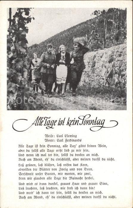 Liederkarte Soldatenlied Alle Tage ist kein Sonntag