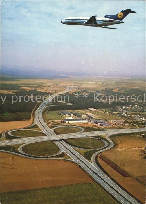 Lufthansa Flughafen Koeln-Bonn Autobahnkreuz Fliegeraufnahme