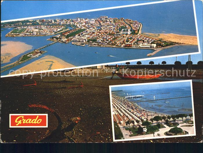 Grado Gorizia Fliegeraufnahme Strand Boot