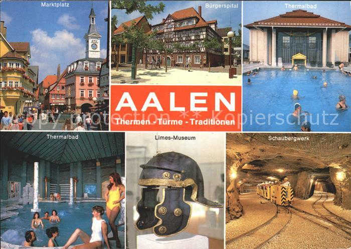 Aalen Thermen Tuerme Traditionen Marktplatz Buergerspital Schaubergwerk Limes Mu