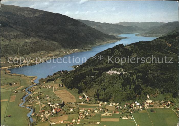 Ossiachersee Ruine Landskron Fliegeraufnahme