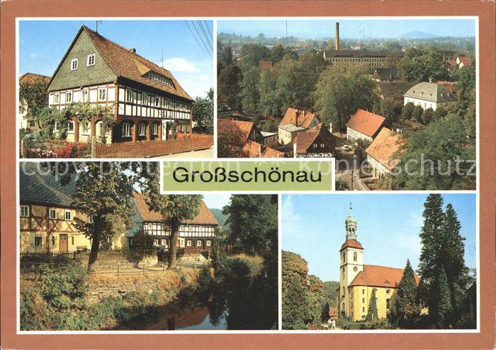 Grossschoenau Sachsen Umgebindehaus Schafgasse Mundau Dorfkirche