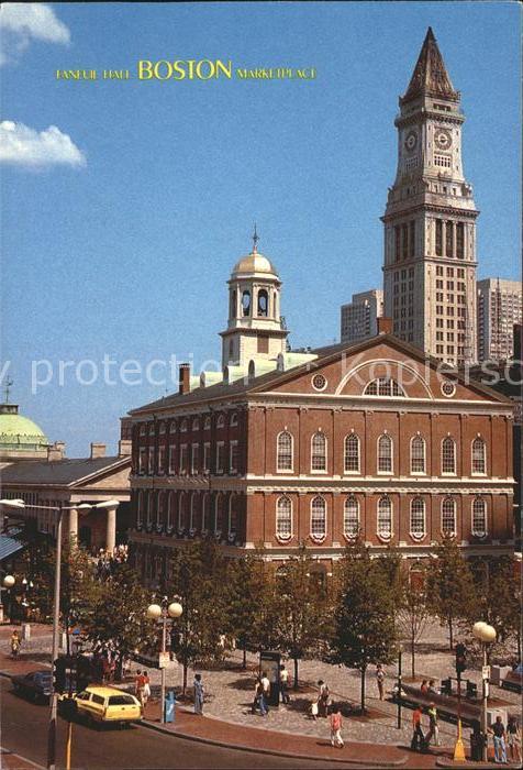 Boston Massachusetts Faneuil Hall Quincy Market and Custom House Tower