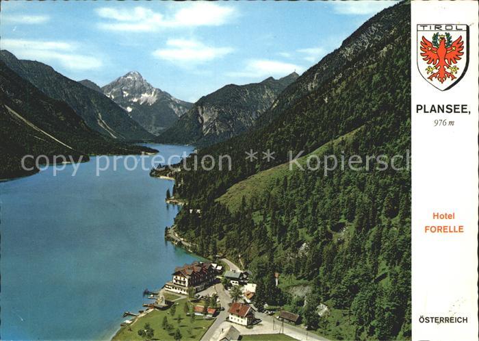 Reutte Tirol Plansee Hotel Forelle Badestrand Fliegeraufnahme