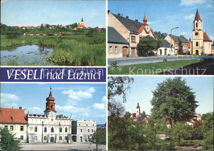 Veseli nad Luznici Panorama Kirche Rathaus Teilansicht