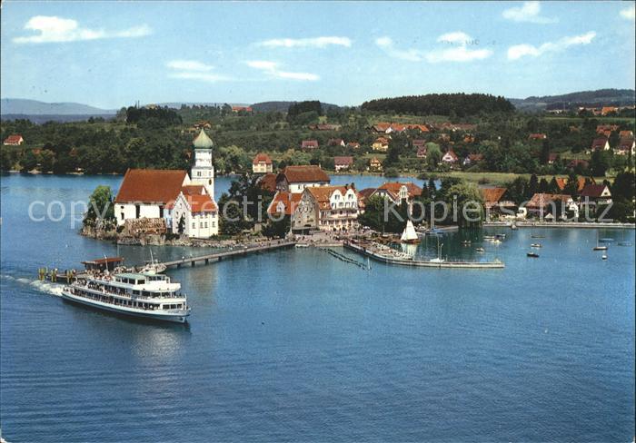 Wasserburg Bodensee Halbinsel Fahrgastschiff Fliegeraufnahme