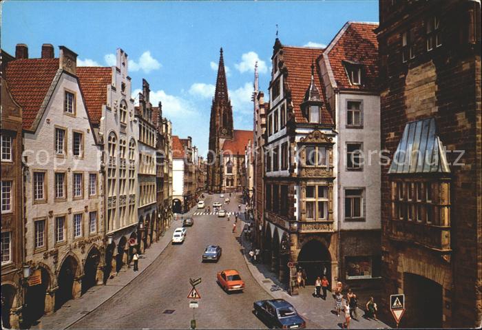 Muenster Westfalen Prinzipalmarkt mit Lambertikirche