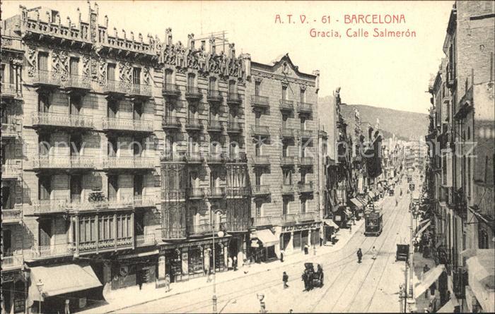 Barcelona Cataluna Gracia Calle Salmeron Strassenbahn