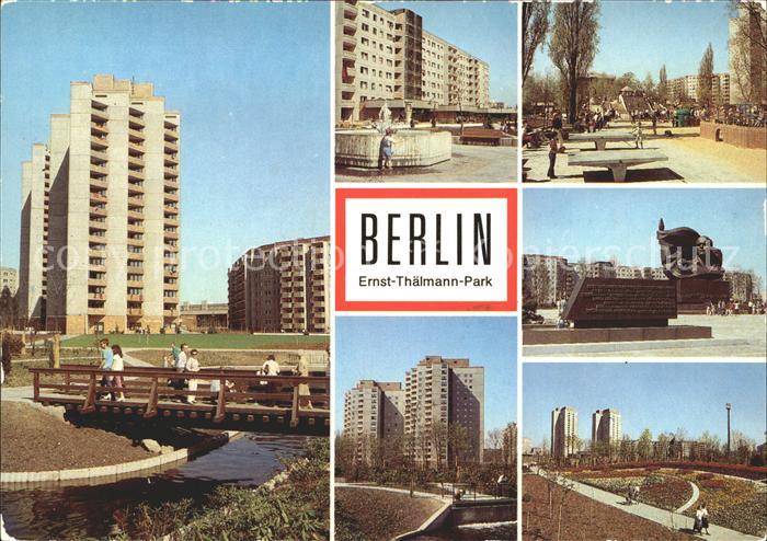 BERLIN  CITY Ernst Thaelmann Park Brunne Franz Dahlem Strasse Hochhaeuser Kinder