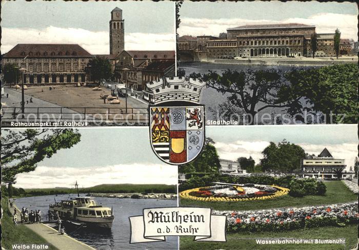 Muelheim Ruhr Rathausmarkt Rathaus Stadthalle Wasserbahnhof Blumenuhr Weisse Flo