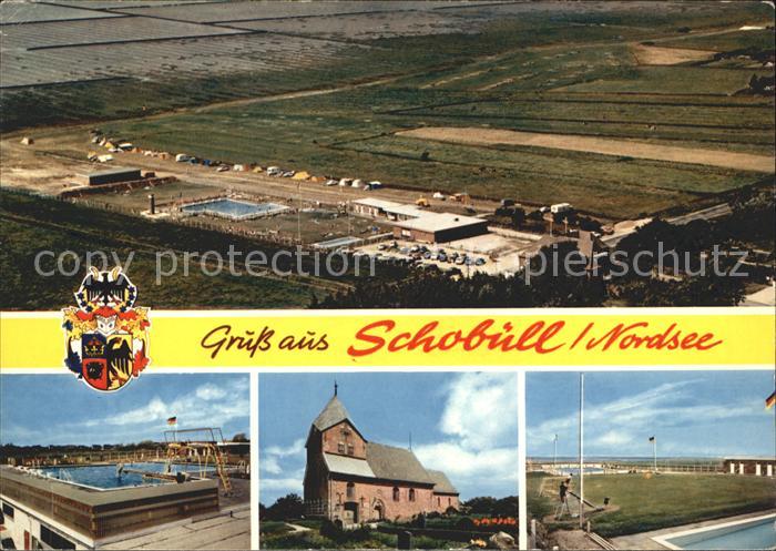 Schobuell Husum Schwimmbad Kirche Wappen Fliegeraufnahme