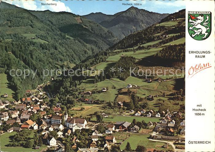 oeblarn Panorama Ennstal mit Hocheck Wappen Fliegeraufnahme