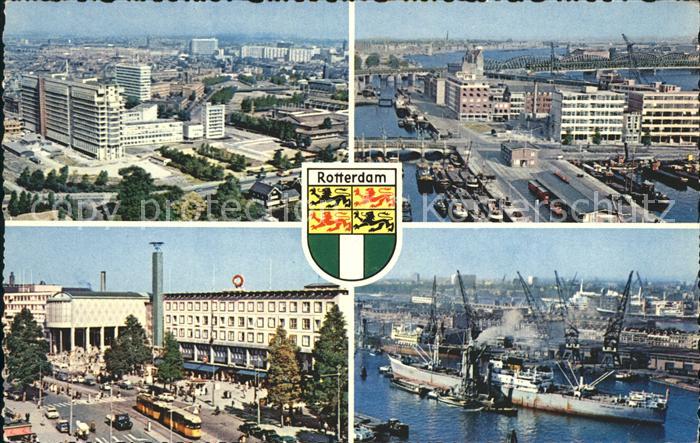 Rotterdam Teilansichten Hafen Schiffe Schiffskran Wappen