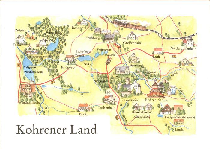 Kohren-Sahlis uebersichtskarte Kohrener Land Zeichnung Graichen