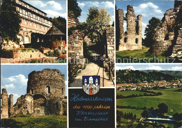 Helmarshausen 1000jaehrige Klosterstadt im Diemeltal Ruinen Wappen