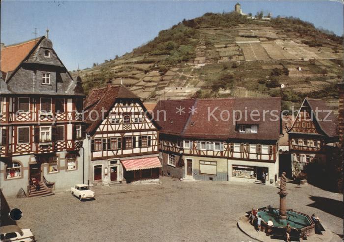 Heppenheim Bergstrasse Marktplatz Brunnen Fachwerkhaus Ruine Starkenburg