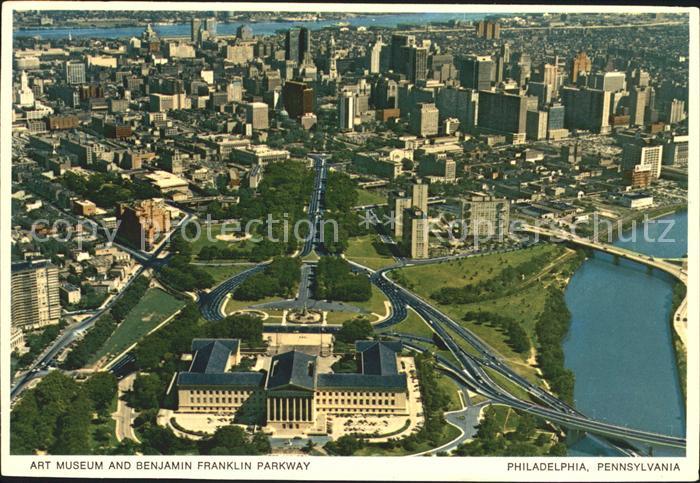 Philadelphia Pennsylvania Art Museum Benjamin Franklin Parkway aerial view