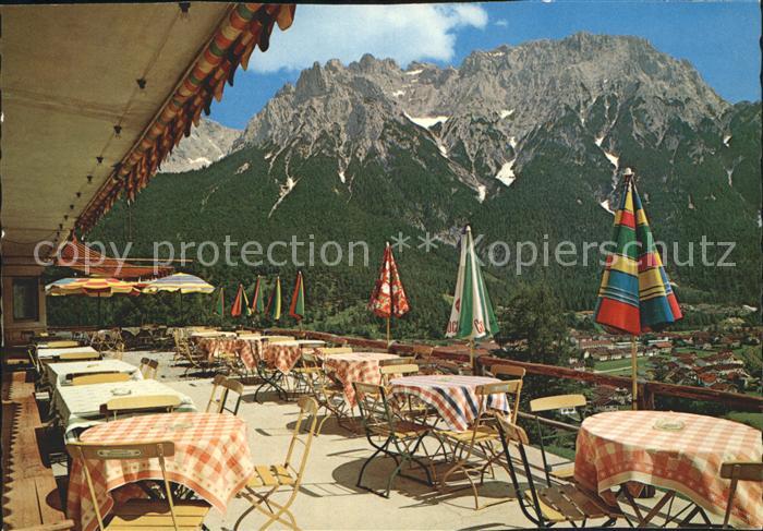 Mittenwald Karwendel Tirol Berggasthof Groeblalm Terrasse Gebirge