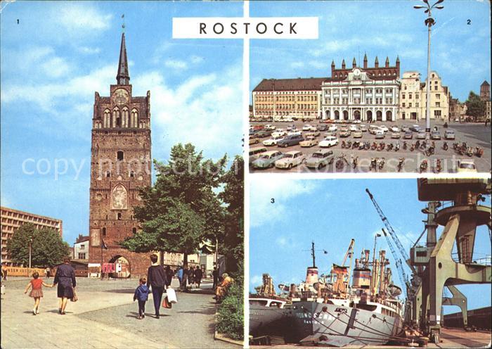 ROSTOCK  CITY Kroepeliner Tor Rathaus ueberseehafen Dampfer