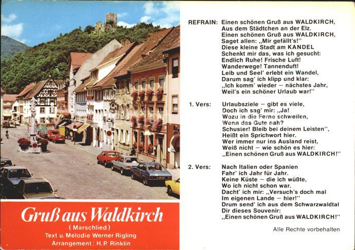 Waldkirch Breisgau Marktplatz mit Kastelburg Lied