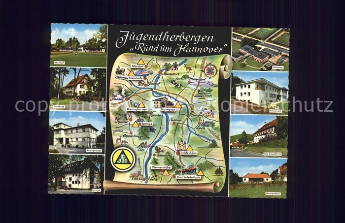 HANNOVER  CITY Jugendherbergen rund um Hannover Landkarte