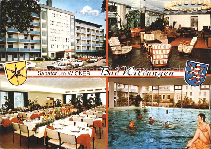 Bad Wildungen Sanatorium Wicker Restaurant Aufenthaltsraum Hallenbad