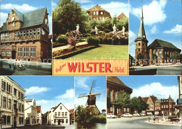 Wilster Teilansichten Park Skulptur Windmuehle Kirche
