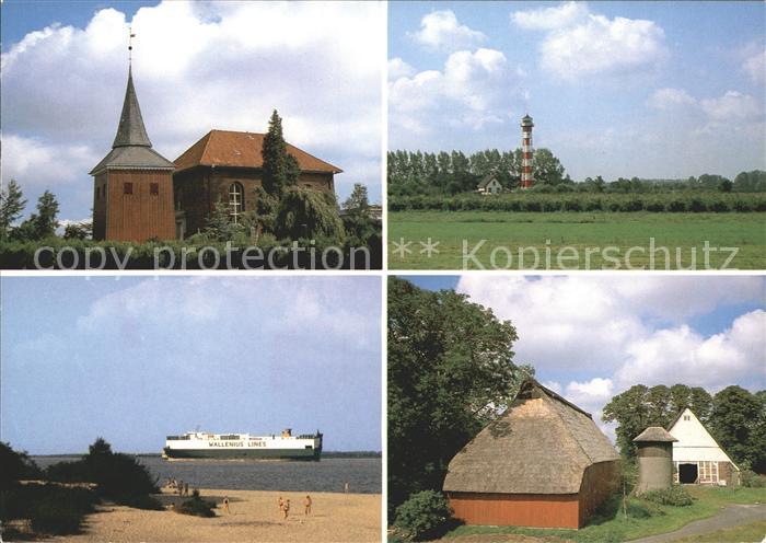 Krautsand Restaurant Cafe Zur Scholle Jugendheim Elbinsel Frachtschiff Kirche Le