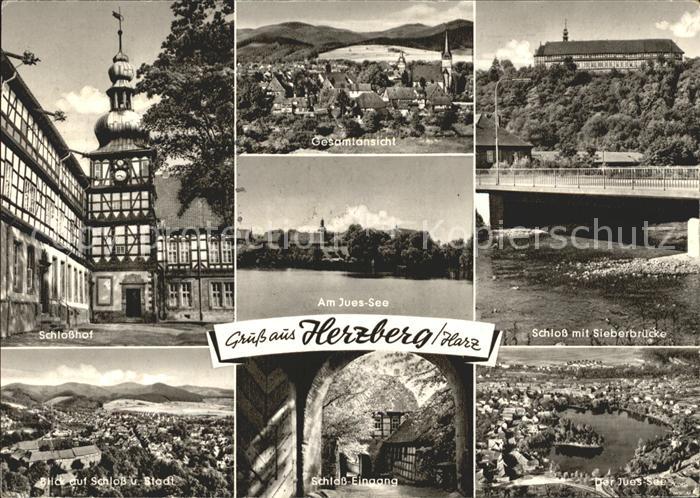 Herzberg Harz Schloss mit SieberbrueckeSchlosshof der Jues See
