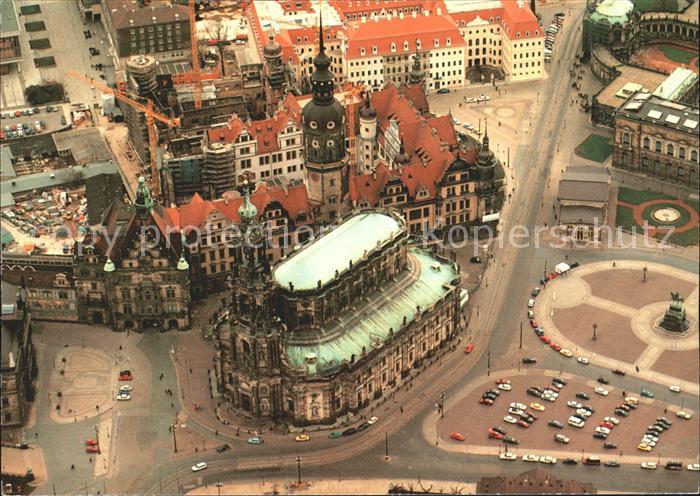 DRESDEN Elbe Katholische Hofkirche Schloss Fliegeraufnahme
