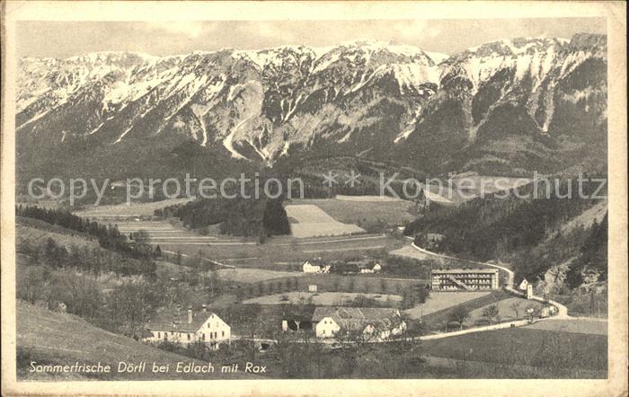 Doerfl Edlach Sommerfrische mit Rax Gebirgspanorama