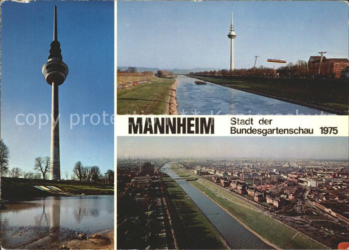 MANNHEIM BW Fernsehturm Kanal Stadt der Bundesgartenschau 1975