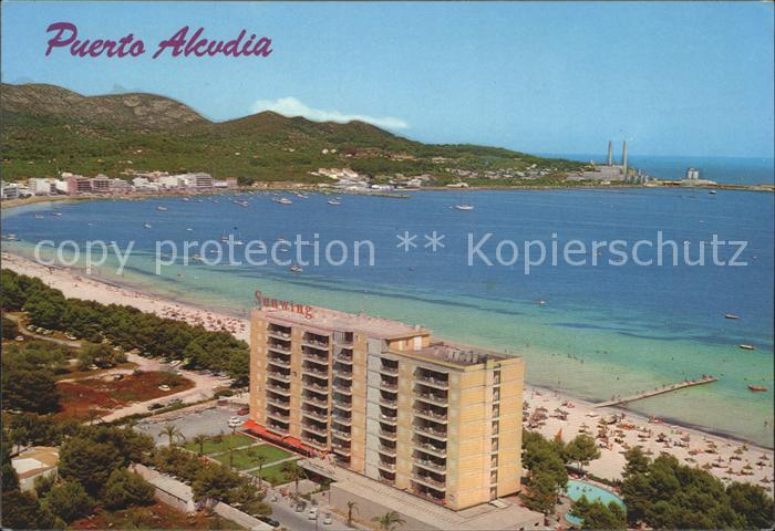 Puerto de Alcudia Hotel Strand Bucht Fliegeraufnahme