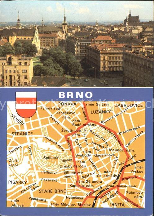 Brno Bruenn Stred mesta Blick ueber die Stadt Stadtplan Wappen