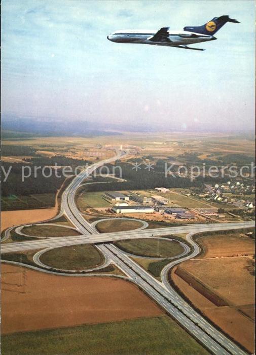 Lufthansa Flughafen Koeln-Bonn Autobahnkreuz Fliegeraufnahme