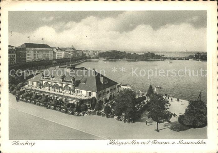 HAMBURG  CITY Alsterpavillon mit Binnen und Aussenalster