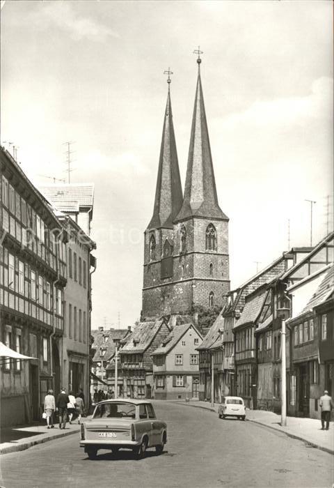Quedlinburg Harz Poelkenstrasse und Nikolaikirche