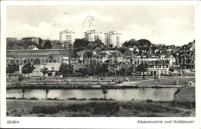 Giessen Lahn Schwanenteich und Hochhaeuser