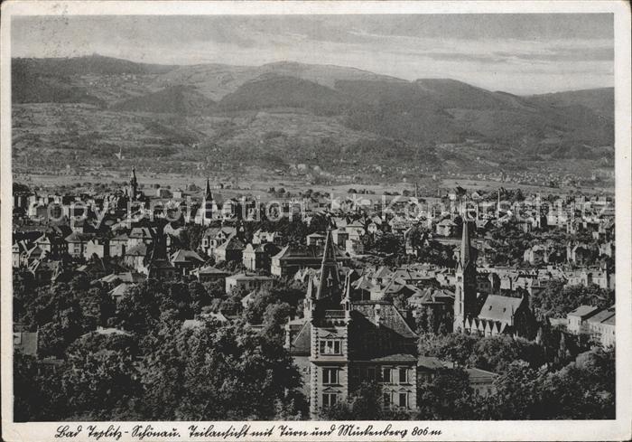 Bad Teplitz-Schoenau Panorama mit Turm und Muenckenberg