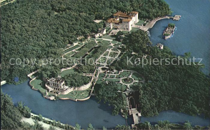 Miami Florida Viscaya Palace Biscayne Bay aerial view
