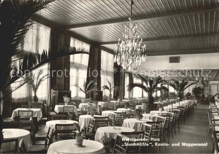 Wernigerode Harz Storchmuehle Restaurant Kaminsaal Wappensaal Kronleuchter