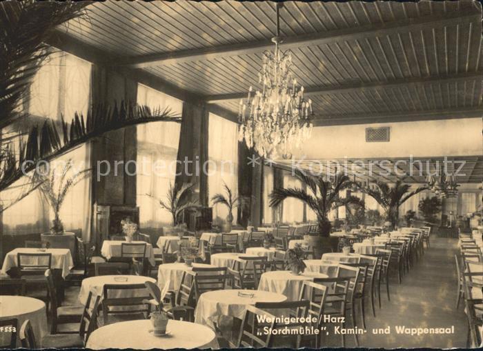 Wernigerode Harz Storchmuehle Restaurant Kaminsaal Wappensaal Kronleuchter