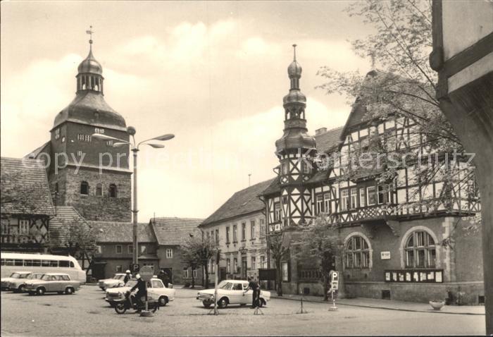 Harzgerode Markt mit Rathaus Fachwerkhaus