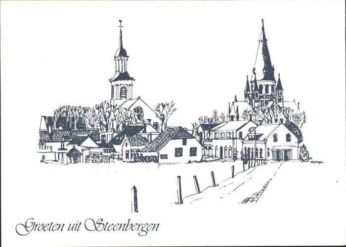Steenbergen Niederlande Zicht vanaf de Nassaulaan Zeichnung Kuenstlerkarte