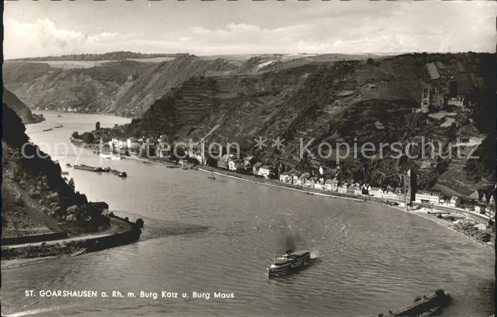 St Goarshausen Blick auf Burg Katz und Burg Maus