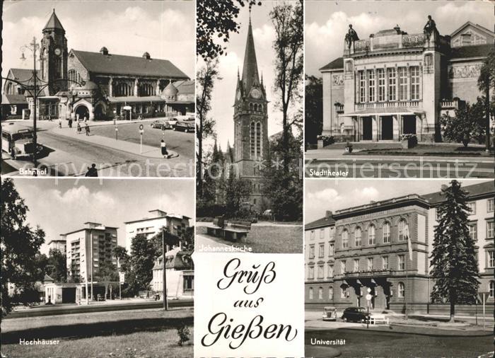 Giessen Lahn Universitaet Hochhaeuser Bahnhof Stadttheater