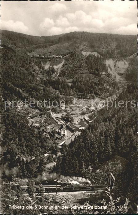 Triberg Schwarzwald Die 3 Bahnlinien der Schwarzwaldbahn Panorama